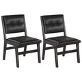 Chaises de salle à manger en bois rembourrées en similicuir capitonné (Lot de 2)