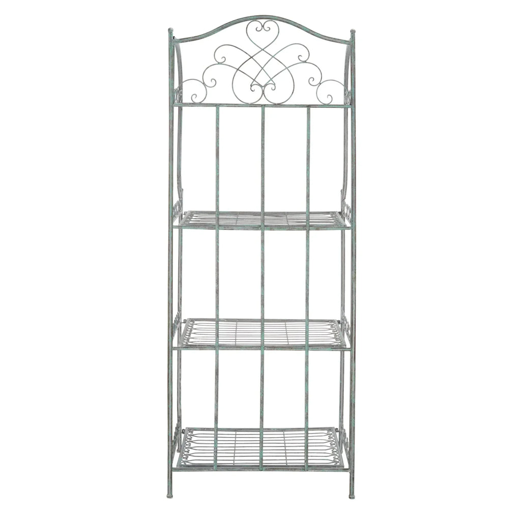 SAFAVIEH Bryn Étagère de boulanger d'extérieur victorienne en fer forgé à 4 niveaux - 63,5 cm l x 38,1 cm P x 160 cm H - 25L x 15P x 63H