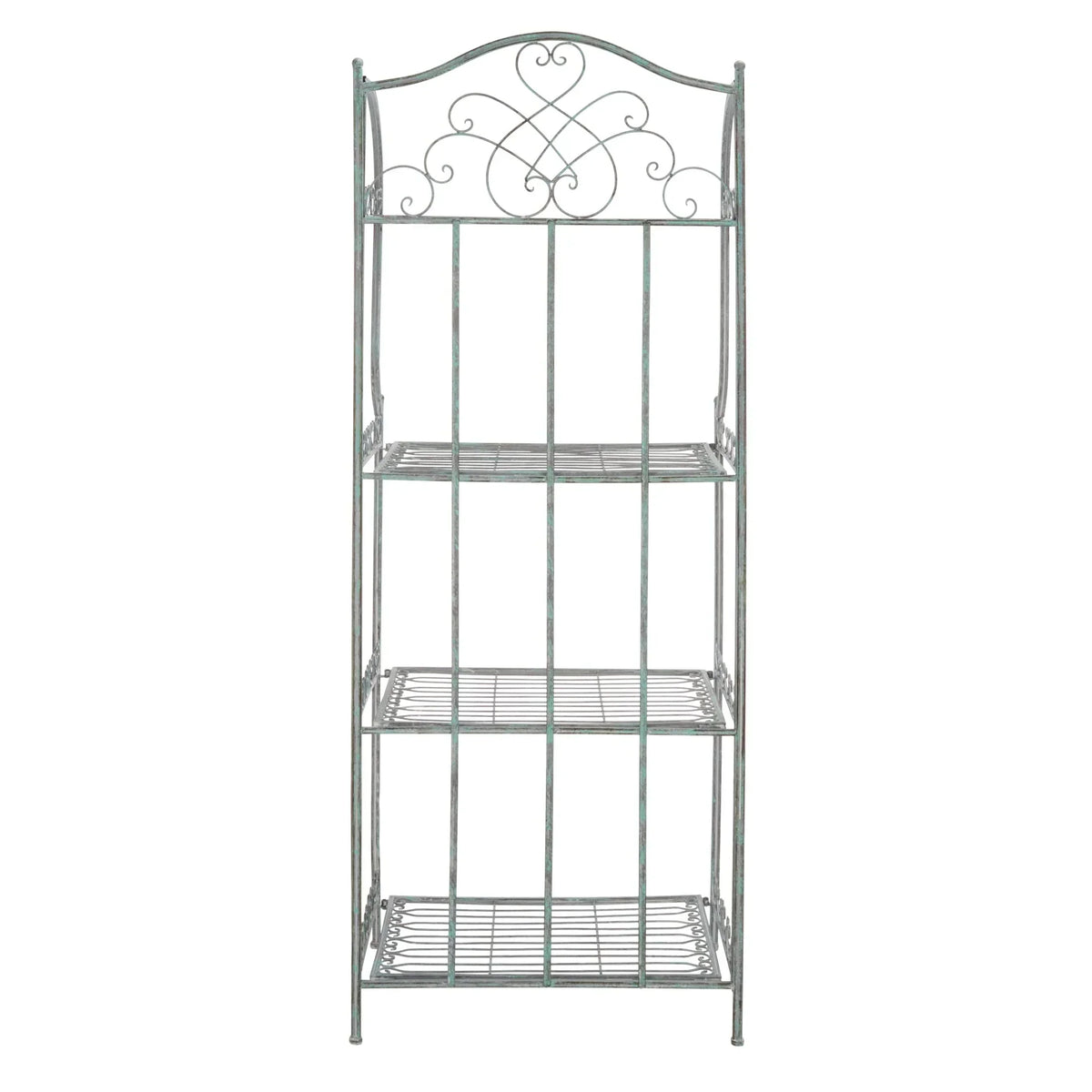 SAFAVIEH Bryn Étagère de boulanger d'extérieur victorienne en fer forgé à 4 niveaux - 63,5 cm l x 38,1 cm P x 160 cm H - 25L x 15P x 63H