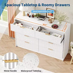 COZONY Commode cannelée à 8/9 tiroirs - Grand meuble de rangement en bois avec poignées métalliques et dispositif anti-basculement pour chambre à coucher, salon, couloir