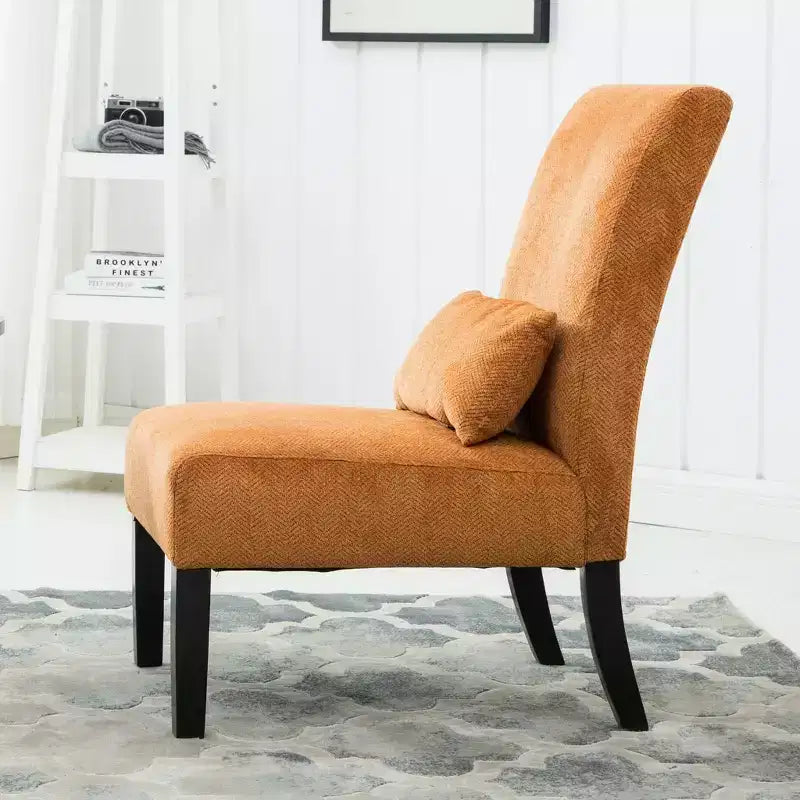 Fauteuil d'appoint contemporain sans accoudoirs Roundhill Furniture Pisano en tissu chenille avec coussin lombaire assorti, orange