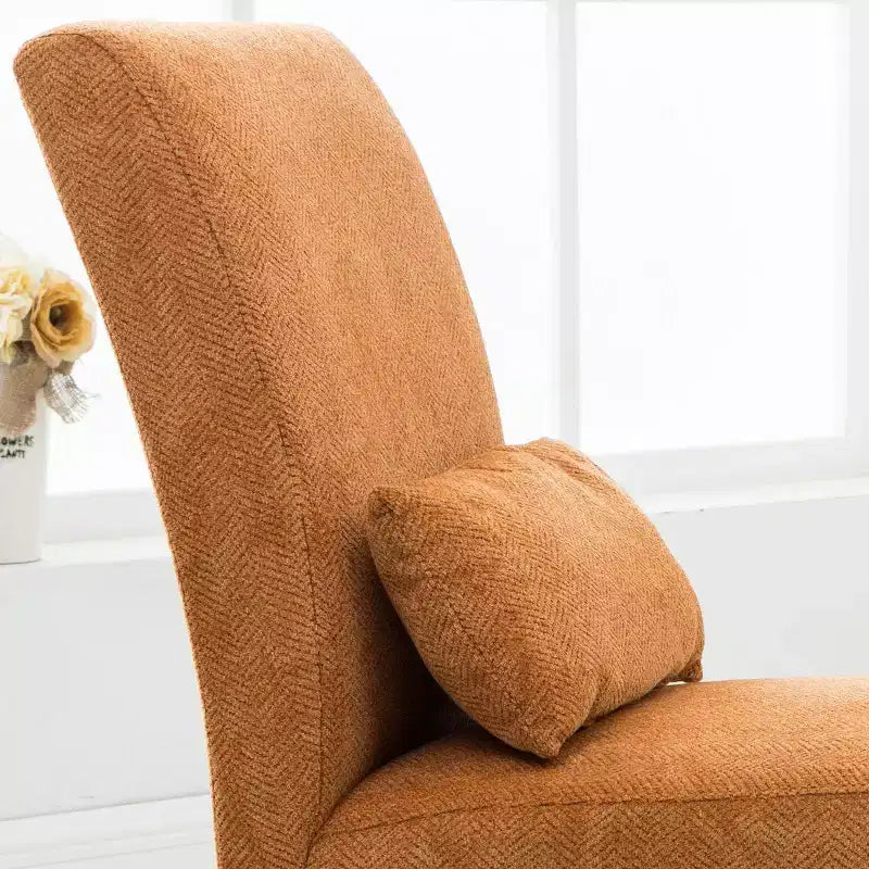 Fauteuil d'appoint contemporain sans accoudoirs Roundhill Furniture Pisano en tissu chenille avec coussin lombaire assorti, orange