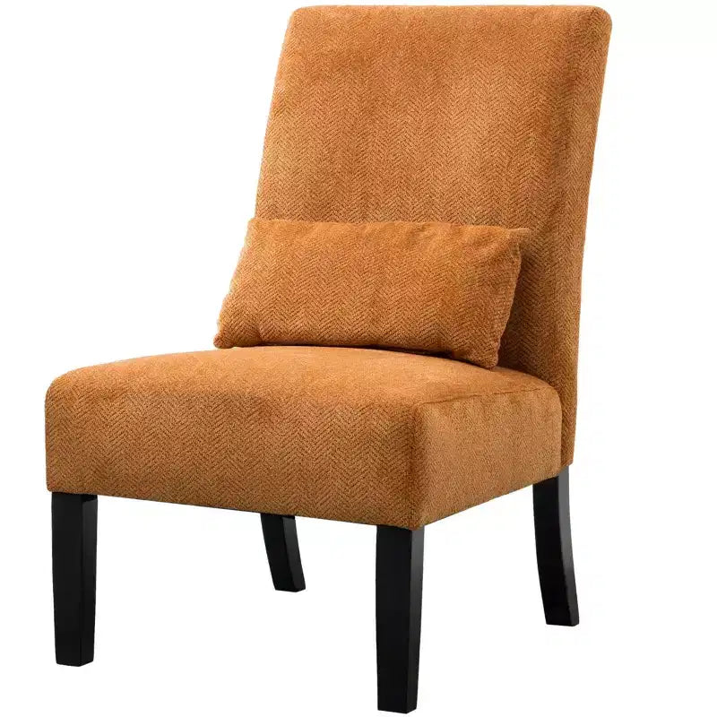 Fauteuil d'appoint contemporain sans accoudoirs Roundhill Furniture Pisano en tissu chenille avec coussin lombaire assorti, orange