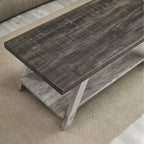 Table basse de salon contemporaine Roundhill Furniture Athens en bois bicolore avec étagère, coloris noyer vieilli et gris