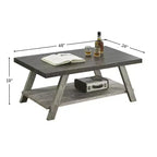 Table basse de salon contemporaine Roundhill Furniture Athens en bois bicolore avec étagère, coloris noyer vieilli et gris
