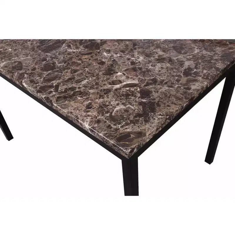 Table de salle à manger en métal Noyes de Roundhill Furniture avec plateau en faux marbre stratifié