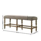 Banc de comptoir Roundhill Furniture Birmingham en microfibre avec garniture cloutée, fini bois flotté