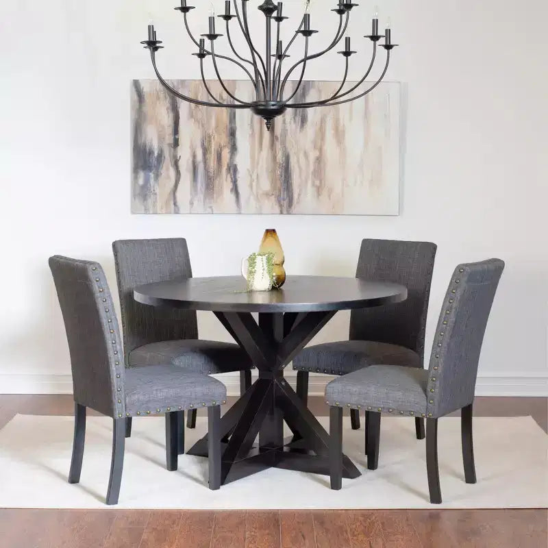 Ensemble de salle à manger 5 pièces Mytzi de Roundhill Furniture, table à manger à piètement croisé avec 4 chaises élégantes