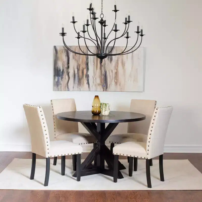 Ensemble de salle à manger 5 pièces Mytzi de Roundhill Furniture, table à manger à piètement croisé avec 4 chaises élégantes