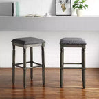 Roundhill Furniture Arnhem Gray Upholstered Bar Stools, Set of 2