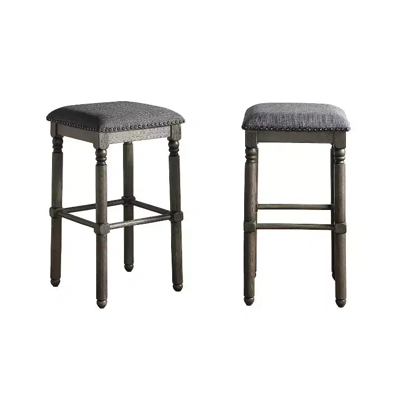 Tabourets de bar rembourrés gris Arnhem de Roundhill Furniture, ensemble de 2