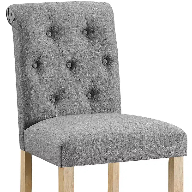 Tabourets de bar Roundhill Furniture Siena en bois massif, hauteur comptoir, dossier capitonné, gris, lot de 2