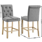 Tabourets de bar Roundhill Furniture Siena en bois massif, hauteur comptoir, dossier capitonné, gris, lot de 2
