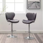 Tabourets de bar pivotants ajustables rembourrés Ellston gris, ensemble de 2