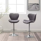 Tabourets de bar pivotants ajustables rembourrés Ellston gris, ensemble de 2