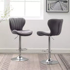 Tabourets de bar pivotants ajustables rembourrés Ellston gris, ensemble de 2