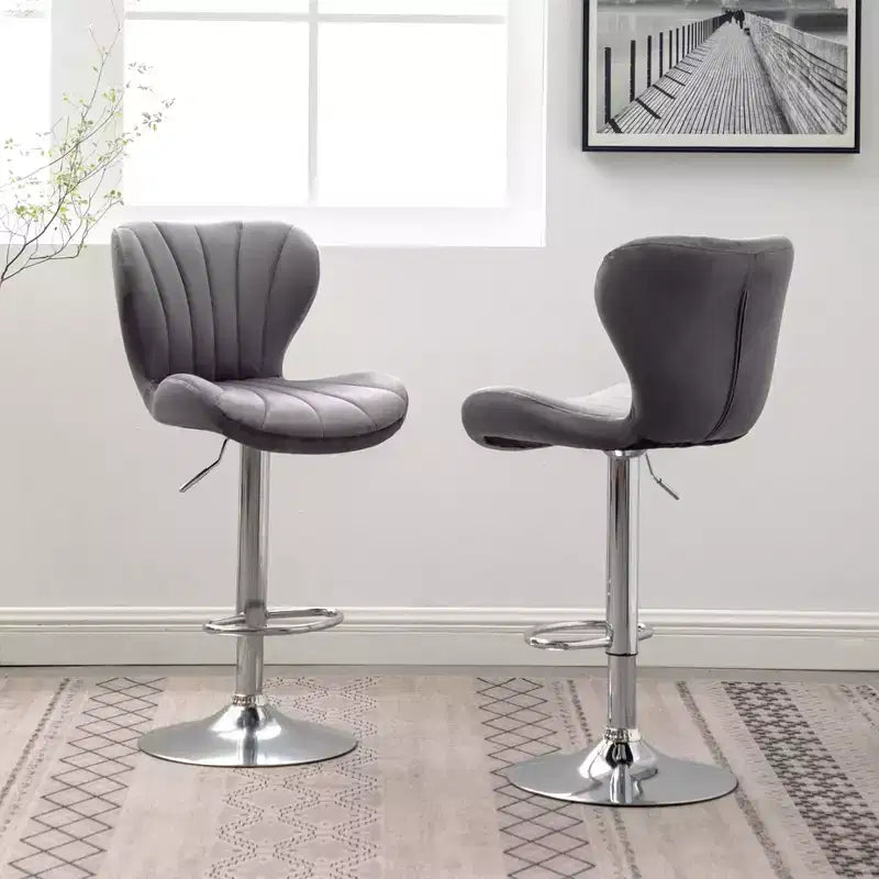 Tabourets de bar pivotants ajustables rembourrés Ellston gris, ensemble de 2