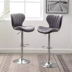 Tabourets de bar pivotants ajustables rembourrés Ellston gris, ensemble de 2