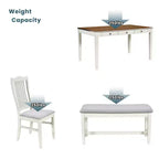 Ensemble de table à manger en bois 6 pièces Whisen Mid-Century avec 4 chaises rembourrées et un banc