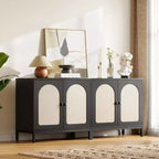 Whizmax Buffet avec Rangement, Meuble de Rangement de Cuisine avec Portes en Rotin, Buffet d'Appoint, Console de Salon