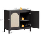 Whizmax Buffet avec Rangement, Meuble de Rangement de Cuisine avec Portes en Rotin, Buffet d'Appoint, Console de Salon