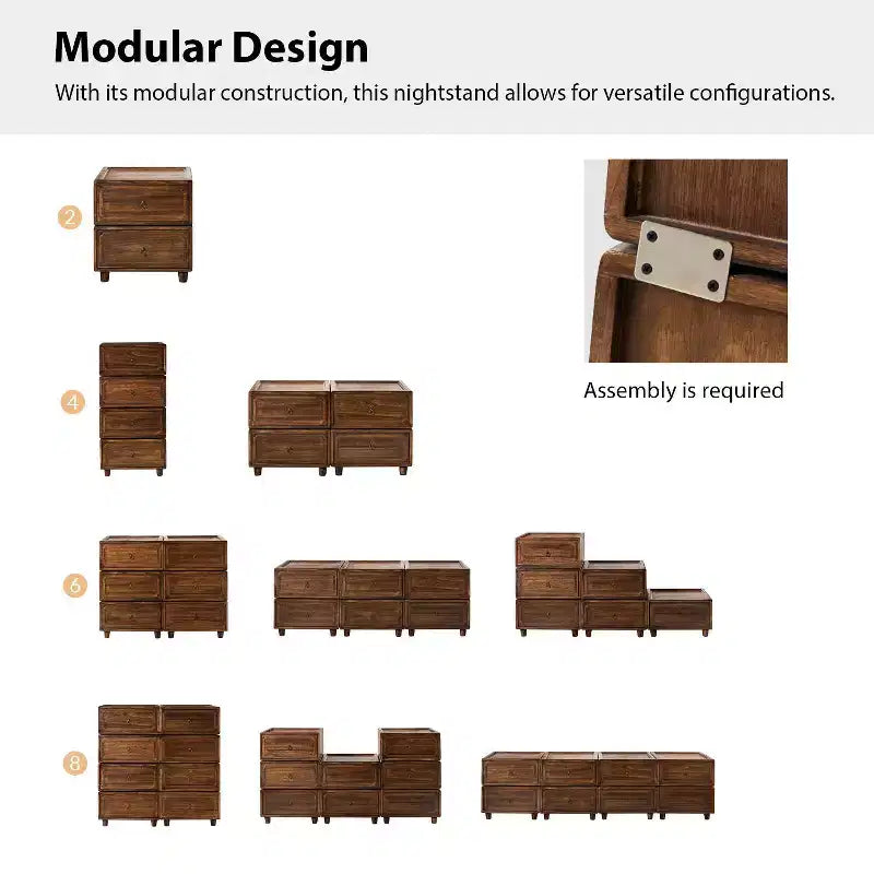 Oddone 2 - Table de chevet à tiroirs, lot de 3, avec design modulaire | ART OF LIVING DESIGNS