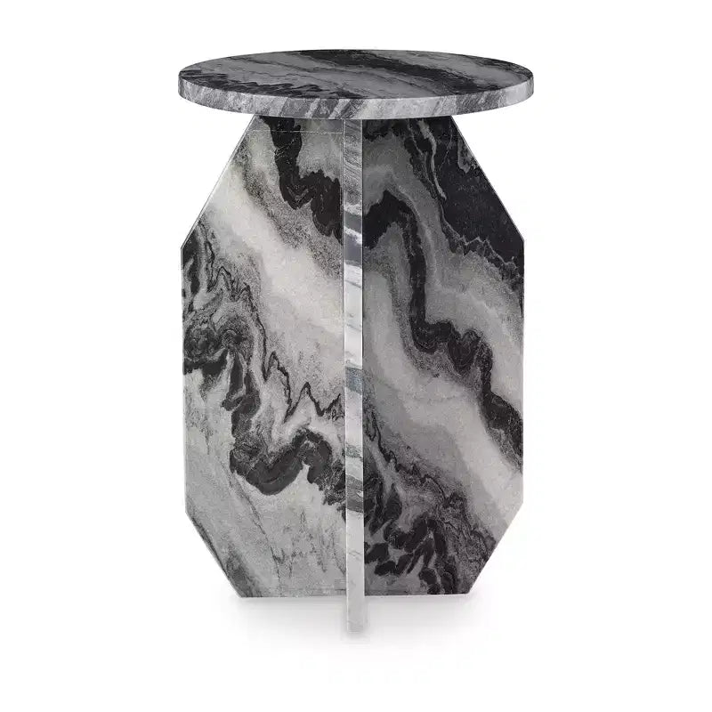 Table d'appoint Signature Design by Ashley Wrenlane en marbre naturel noir, blanc et taupe