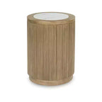 Signature Design by Ashley Camdill Round End Table with Faux Marble Top, Light Brown
