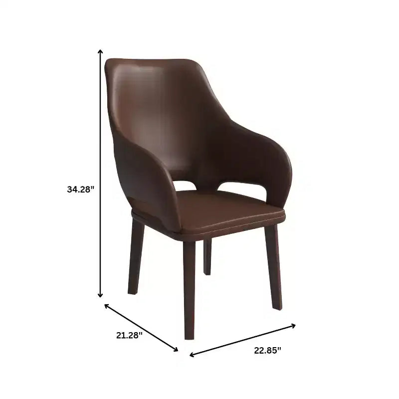 Lot de 2 chaises de salle à manger en cuir Vivara Collection, avec base en bois d'hévéa et assise et dossier rembourrés, chaises d'appoint modernes pour salles à manger