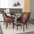 Lot de 2 chaises de salle à manger en cuir Vivara Collection, avec base en bois d'hévéa et assise et dossier rembourrés, chaises d'appoint modernes pour salles à manger