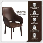 Lot de 2 chaises de salle à manger en cuir Vivara Collection, avec base en bois d'hévéa et assise et dossier rembourrés, chaises d'appoint modernes pour salles à manger