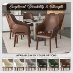 Lot de 2 chaises de salle à manger en cuir Vivara Collection, avec base en bois d'hévéa et assise et dossier rembourrés, chaises d'appoint modernes pour salles à manger