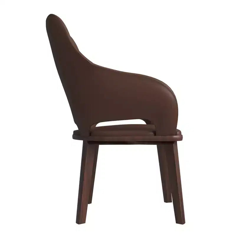 Lot de 2 chaises de salle à manger en cuir Vivara Collection, avec base en bois d'hévéa et assise et dossier rembourrés, chaises d'appoint modernes pour salles à manger