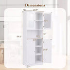 Armoire de salle de bain Costway de 164 cm de haut avec portes en verre trempé, étagères réglables, blanc/noir
