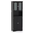 Costway 64.5 Tall Bathroom Cabinet with Tempered Glass Doors Adjustable Shelves White/Black