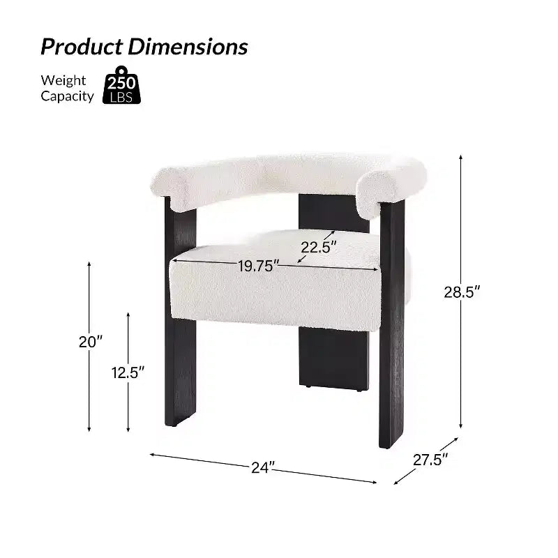 Chaises de salle à manger Gerry Boucle (lot de 6) avec dossier rond et solide | ART OF LIVING DESIGNS