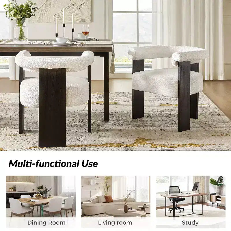 Chaises de salle à manger Gerry Boucle (lot de 6) avec dossier rond et solide | ART OF LIVING DESIGNS