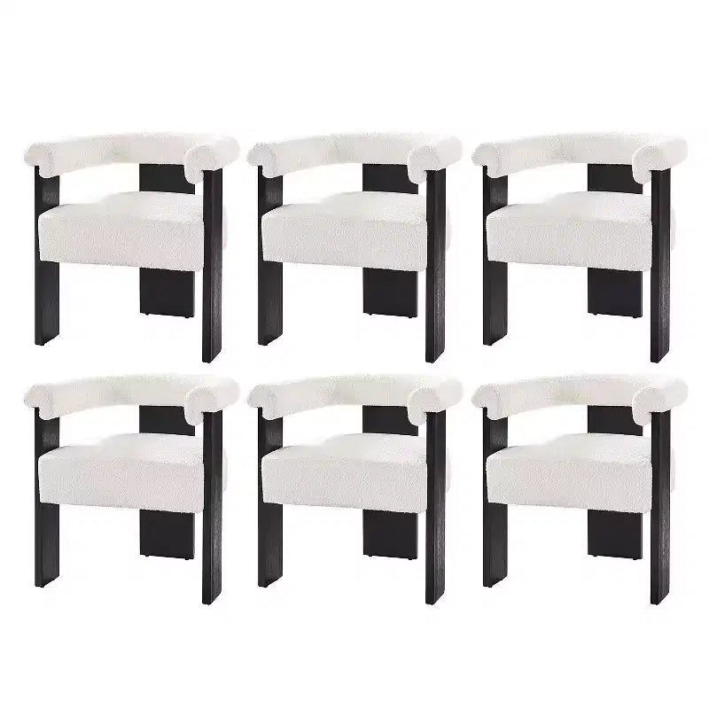 Gerry Boucle Dining Chair Set of 6 With Round Solid Back|ART OF LIVING DESIGNS