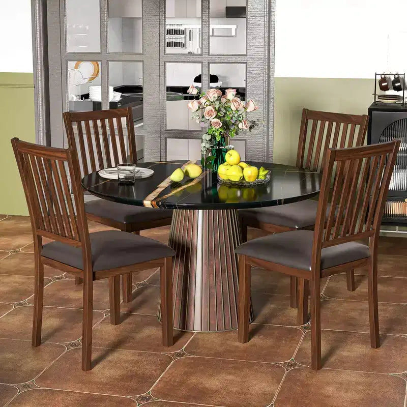 Lot de 2/4 chaises de salle à manger modernes Costway avec dossier haut incliné en cuir PVC résistant à l'usure