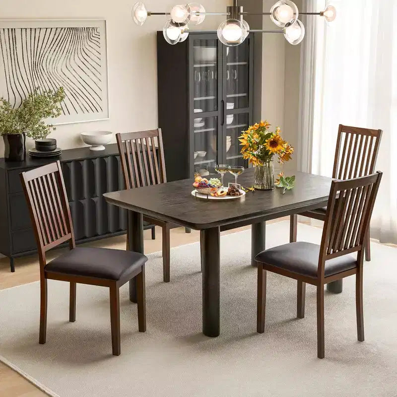 Lot de 2/4 chaises de salle à manger modernes Costway avec dossier haut incliné en cuir PVC résistant à l'usure