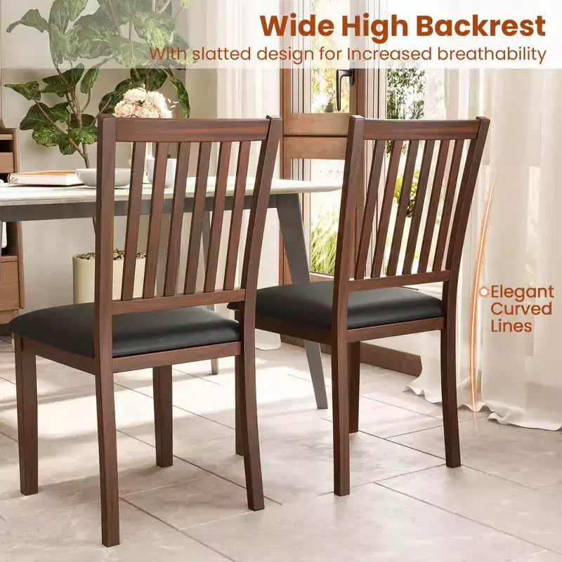Lot de 2/4 chaises de salle à manger modernes Costway avec dossier haut incliné en cuir PVC résistant à l'usure