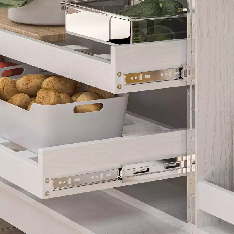 Meubles de cuisine Famapy en bois blanc avec porte-gobelets et multi-rangements