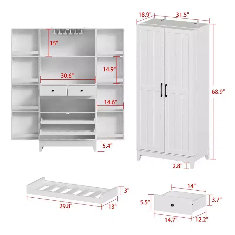 Meubles de cuisine Famapy en bois blanc avec porte-gobelets et multi-rangements