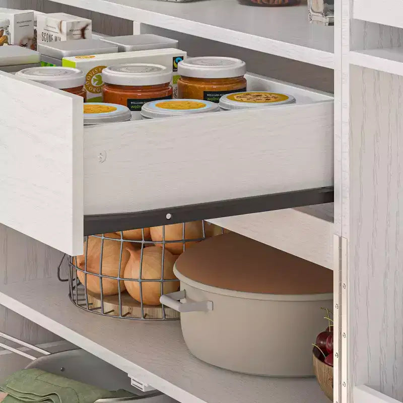 Meubles de cuisine Famapy en bois blanc avec porte-gobelets et multi-rangements