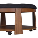 Table basse capitonnée 36W, table de cocktail, table d'appoint, pouf repose-pieds à 2 niveaux avec étagère de rangement et roulettes, capitonnée et étanche - ModernLu