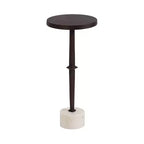 Kate and Laurel Lazaro Pedestal Drink Table, 10x10x22, Bronze and Marble