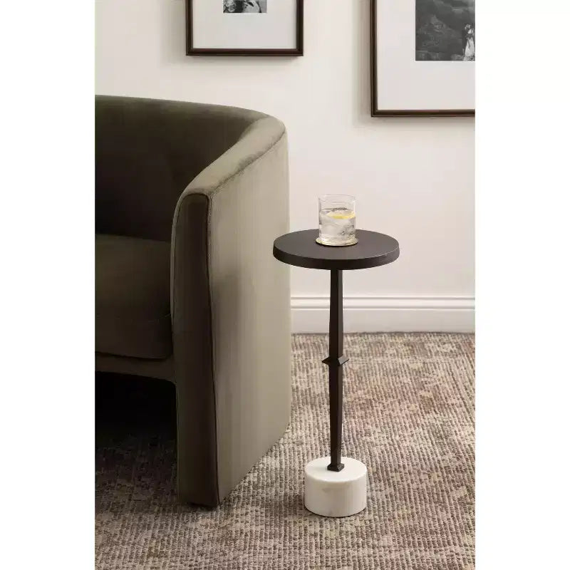 Table d'appoint piédestal Lazaro Kate and Laurel, 25,4x25,4x55,8 cm, Bronze et marbre