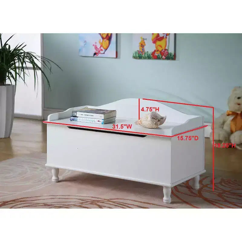 Kings Brand Furniture Applegate Coffre à jouets / Banc de rangement, Blanc