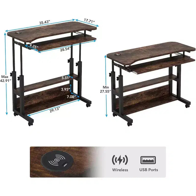Bureau portable réglable en hauteur Tribesigns avec tiroir clavier