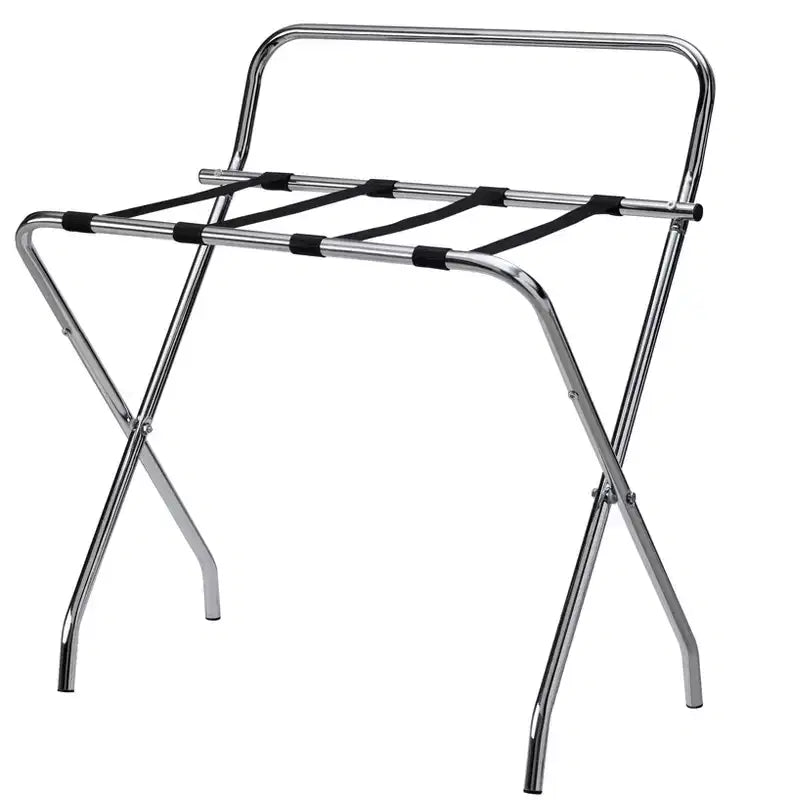 Kings Brand Furniture Ludlow Folding Luggage Rack, Stylish Suitcase Stand, High Back, Chrome